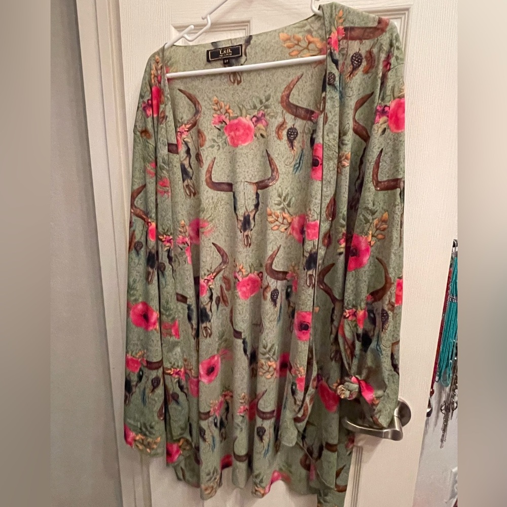 Bull Skull - Green Cardigan